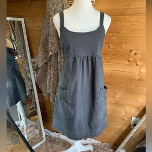 Vintage Y2K‎ Soda Blu Grey Mini Dress Pockets Twee Pleated Prairie Cabin Sm Prep